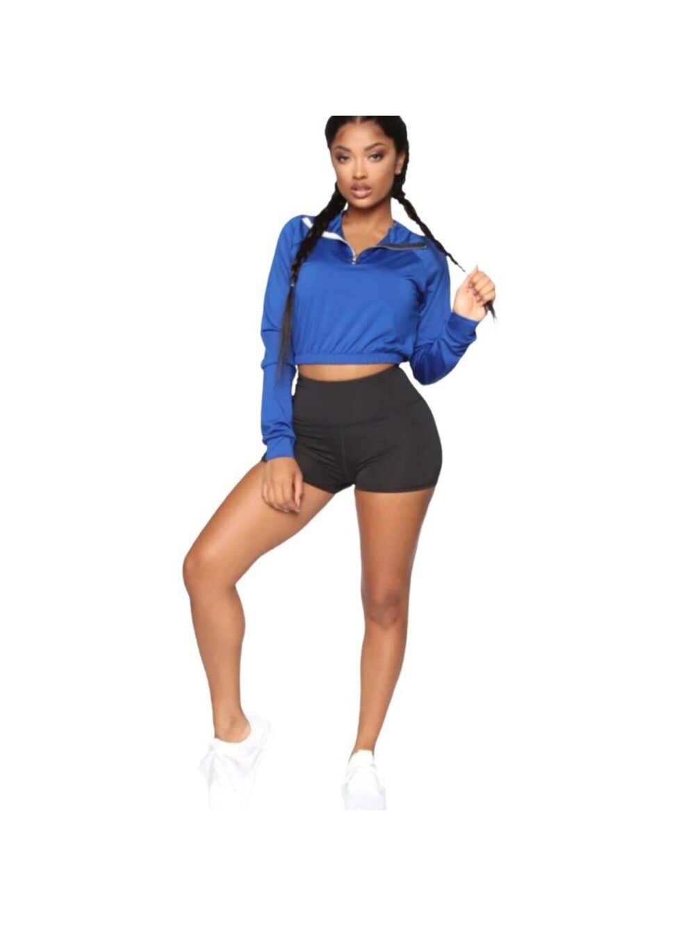 Fashion Nova NWT Women's Blue Do You Even Gym Top, Long Sleeves Size 2X